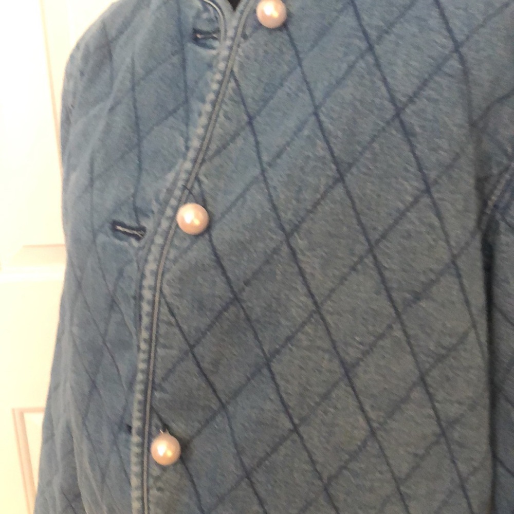 Kate Spade X Target Denim Blue Quilted Women's Jacket Pearl Buttons - Picture 6 of 8